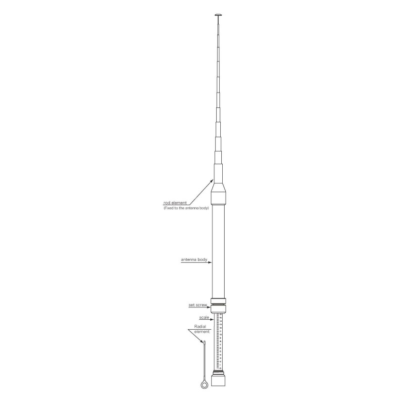 Diamond RHM-10 antenna portabile 10-40m 2m 70cm con connettore PL